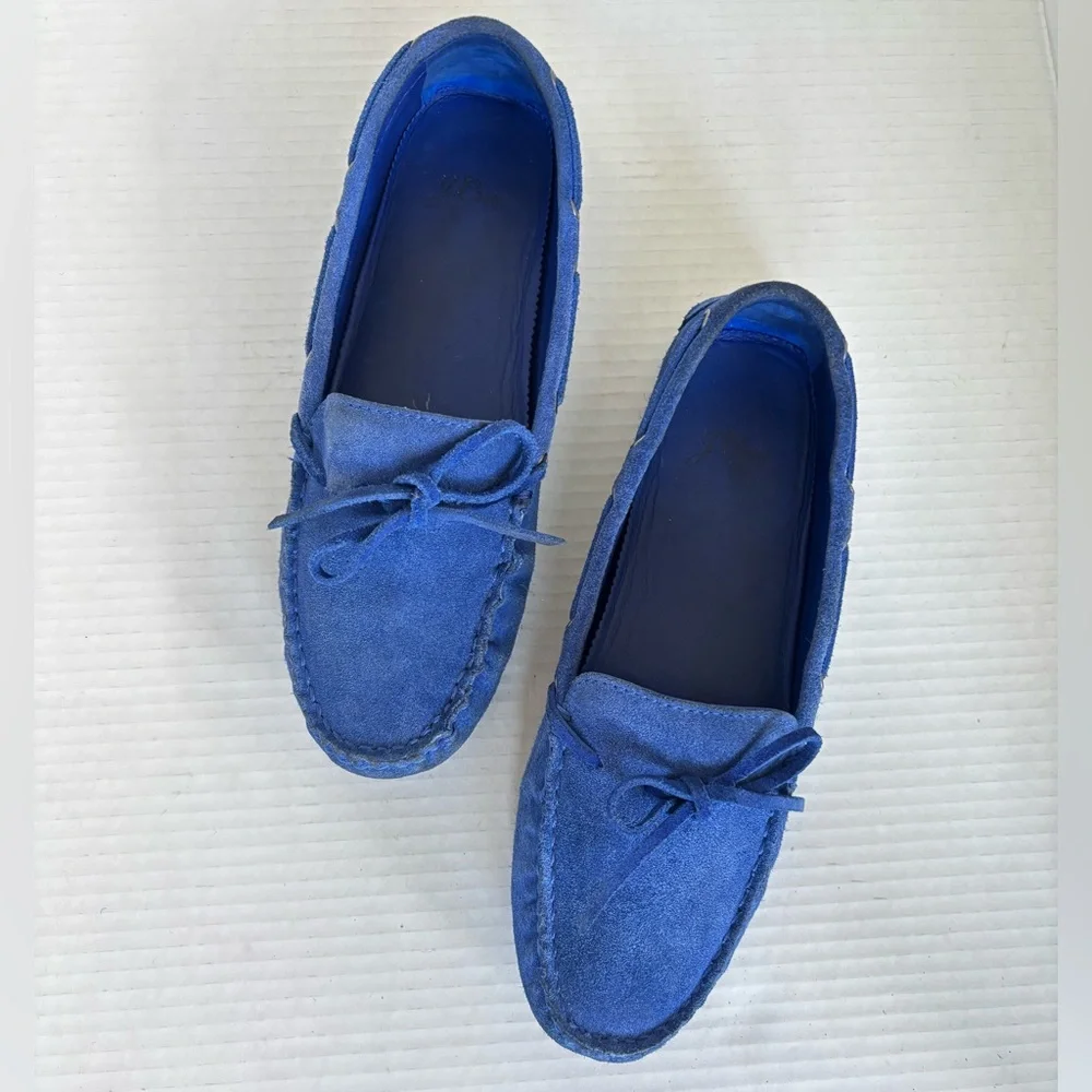 J. Crew Womens Driving Moccasins In Suede Brilliant Sapphire Loafers Size 8.5 - Picture 12 of 14